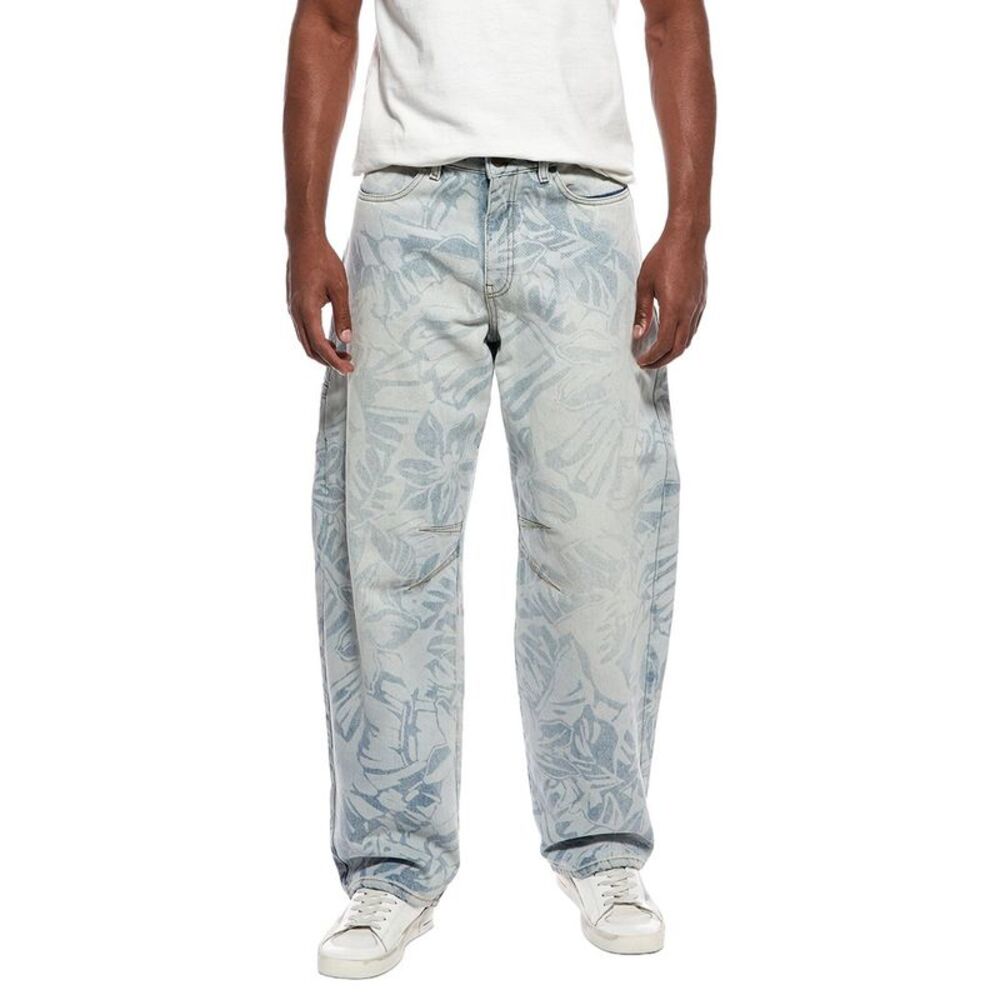 Palm Angels Mens  Light Wash Barrel Jean, Blue